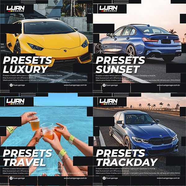 PACOTE DE 12 PRESETS LIGHTROOM @LUAN.GARAGE - V.1
