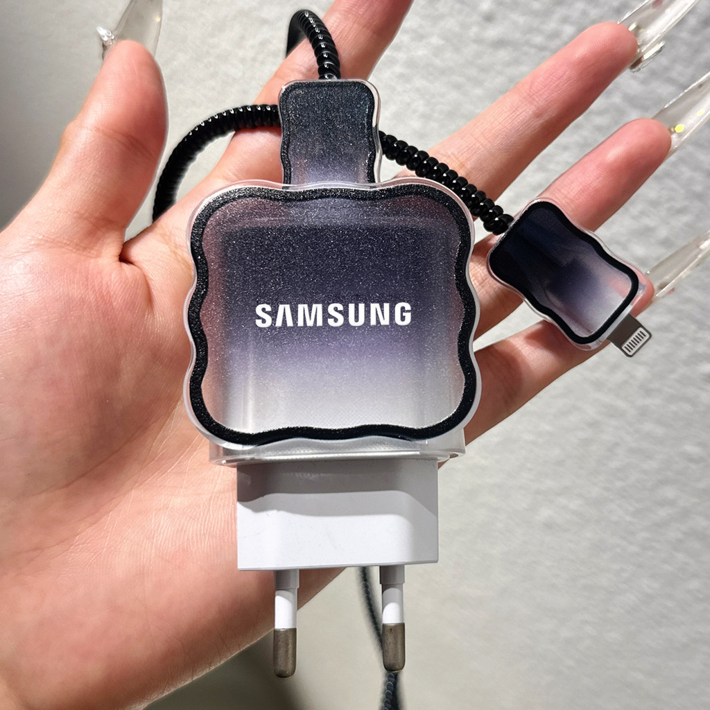 Capa protetora para carregador Samsung 25W, gradiente ondulado, à prova de quebra, prolonga a vida útil