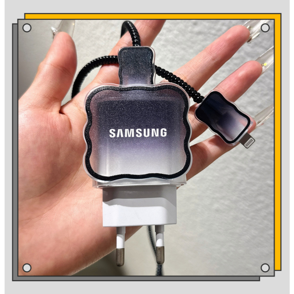Capa Protetora Para Carregador Samsung 25W , Gradiente Ondulado , Inquebrável , Estende Vida Útil .