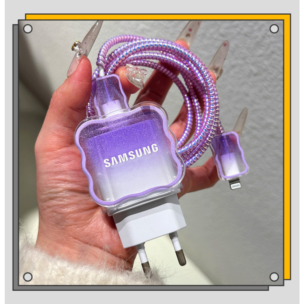 Capa Protetora Universal Para Carregador Samsung 25W , Resistente A Arranhões , Roxo Gradiente , Estende Vida Útil .