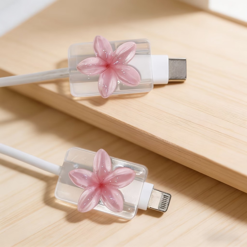 Bonito Flor Mudança Carregador Protetor Capa Para iPhone Samsung Tipo-C Linha Enrolador Adorável