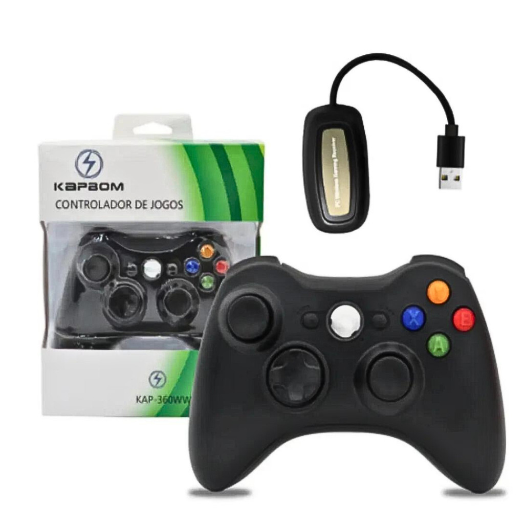 Controle Gamer Tipo Xbox 360 -SEM FIO- Wireless 2.4G Joystick com receptor PC Computador