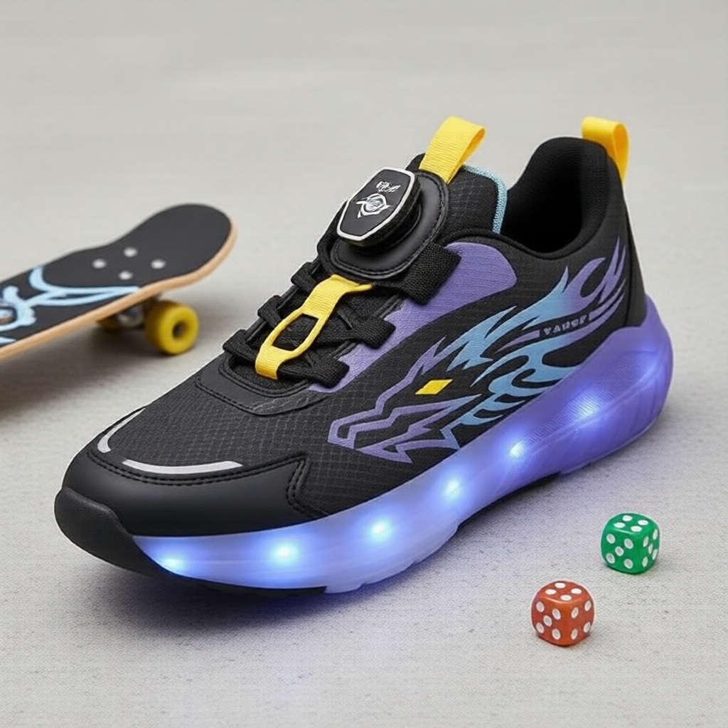 YAOSF Kids & Teens Street Skating 2-in-1 Shoes, Removable Heelys, Upgraded Stability, Outdoor Light-Up