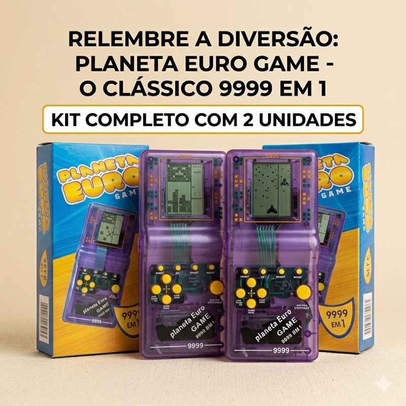 Kit 2 Mini Game Portátil Retrô 9999 em 1 Console Clássico Tela LCD Brinquedo Nostálgico Infantil Adulto