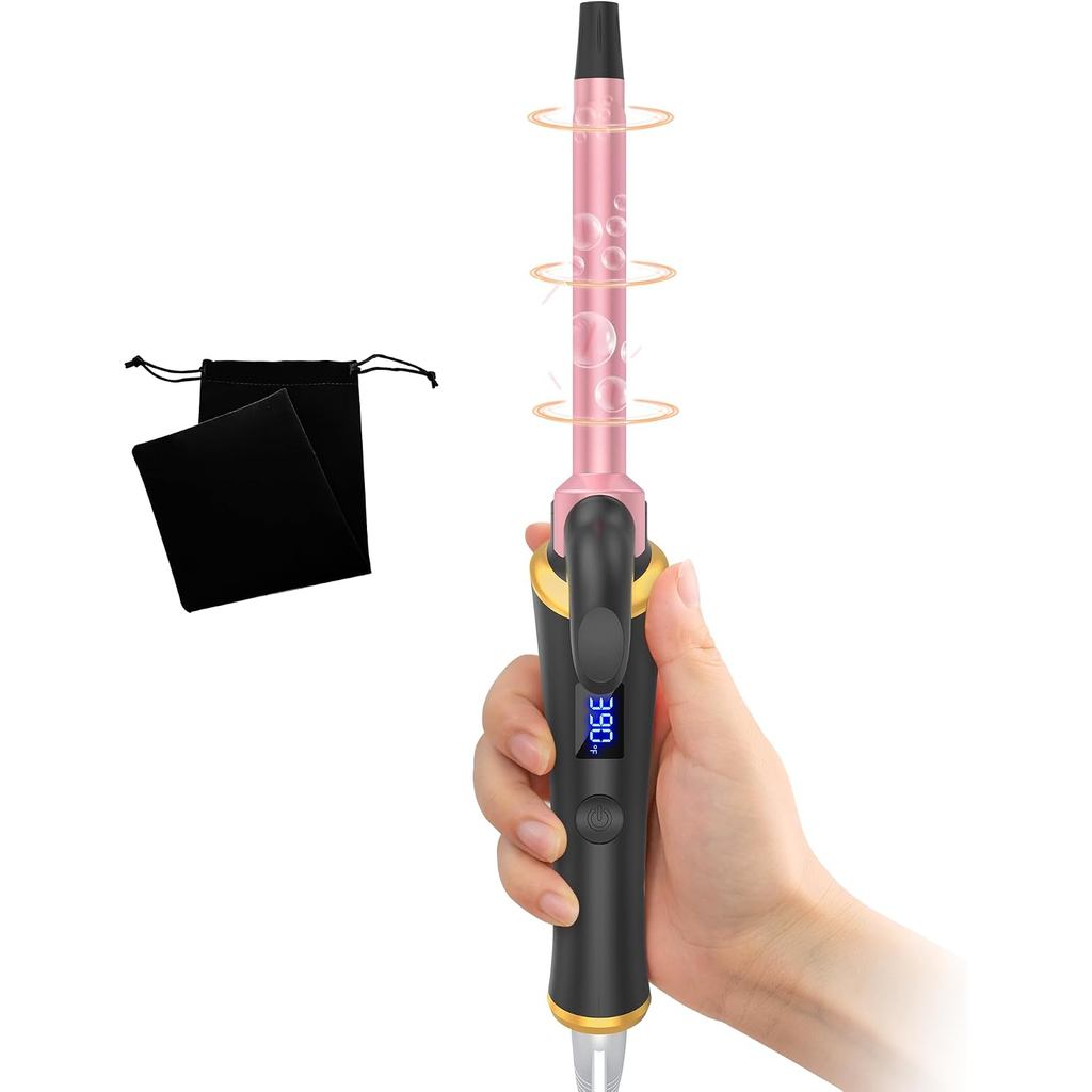 Ukliss Mini Curling Iron for Short Hair, Creates Perfect Tight Ringlets & Bangs, Fast Heat 30s, 5 Temp Settings, Dual Vo