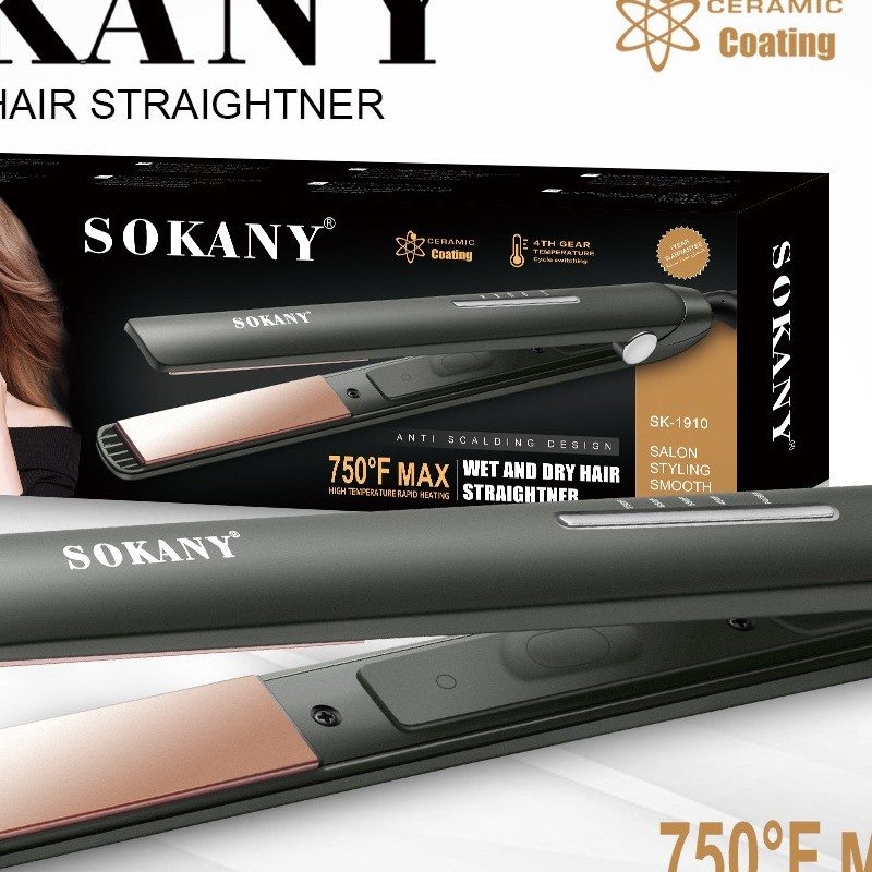 SOKANY1910 Tala Curling Iron Straight Curling Dual-use Clipe Reto Franja Alisador de CABELO ALISADOR DE CABELO