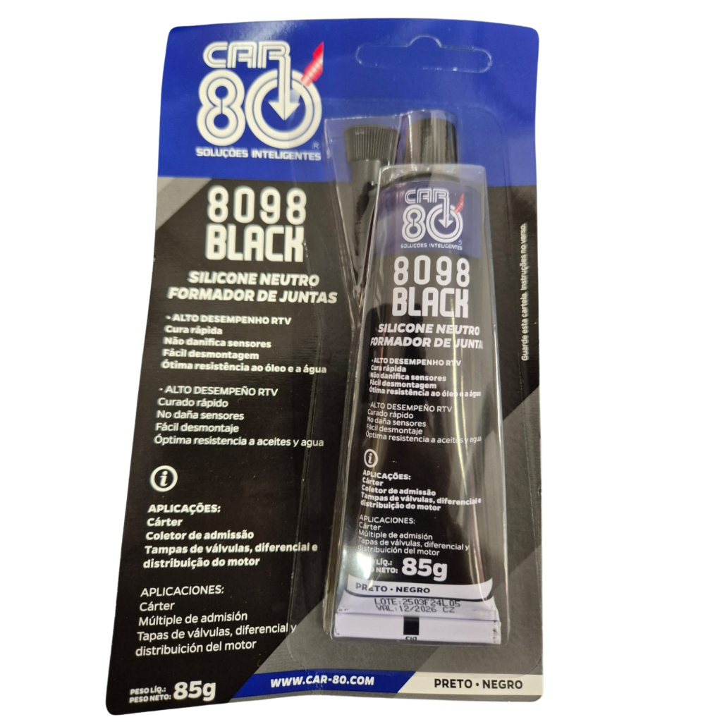 Cola Silicone Alta Temperatura Black Car 80 50G