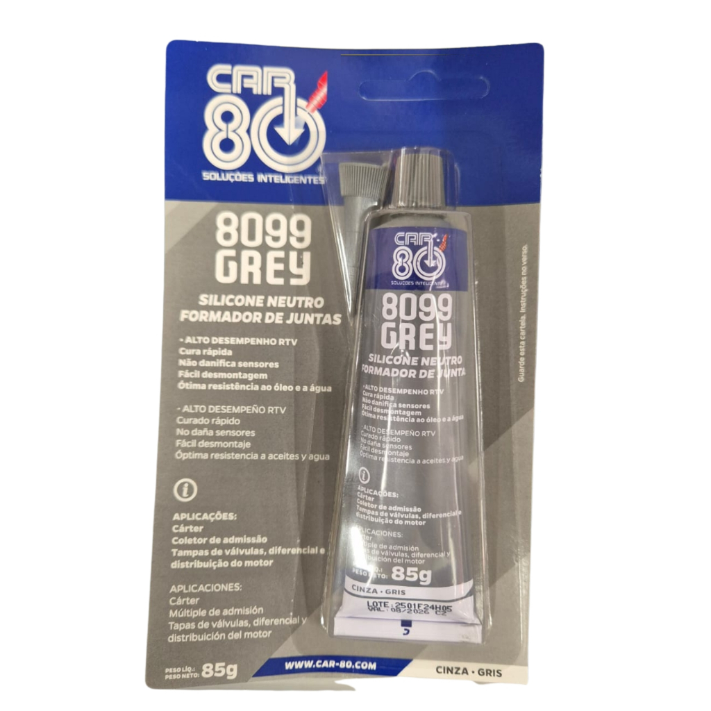 Cola Silicone Alta Temperatura Cinza Car 80 50G