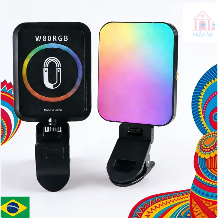 Luz de Preenchimento LED Magnética RGB Para Celular Vlog Live Vídeo Conferência Câmera