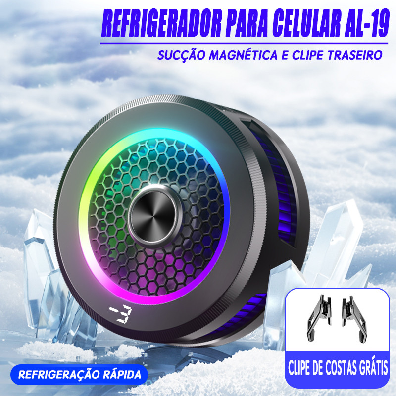 AL-19 Black Shark Magnetic Cell Phone Cooler , Ventilador De Telefone RGB Portátil Móvel Leve
