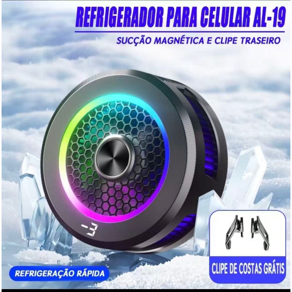 FS05 MAX Black Shark Magnetic Universal Mobile Phone Cooler , Ventilador De Telefone RGB Portátil Móvel Leve