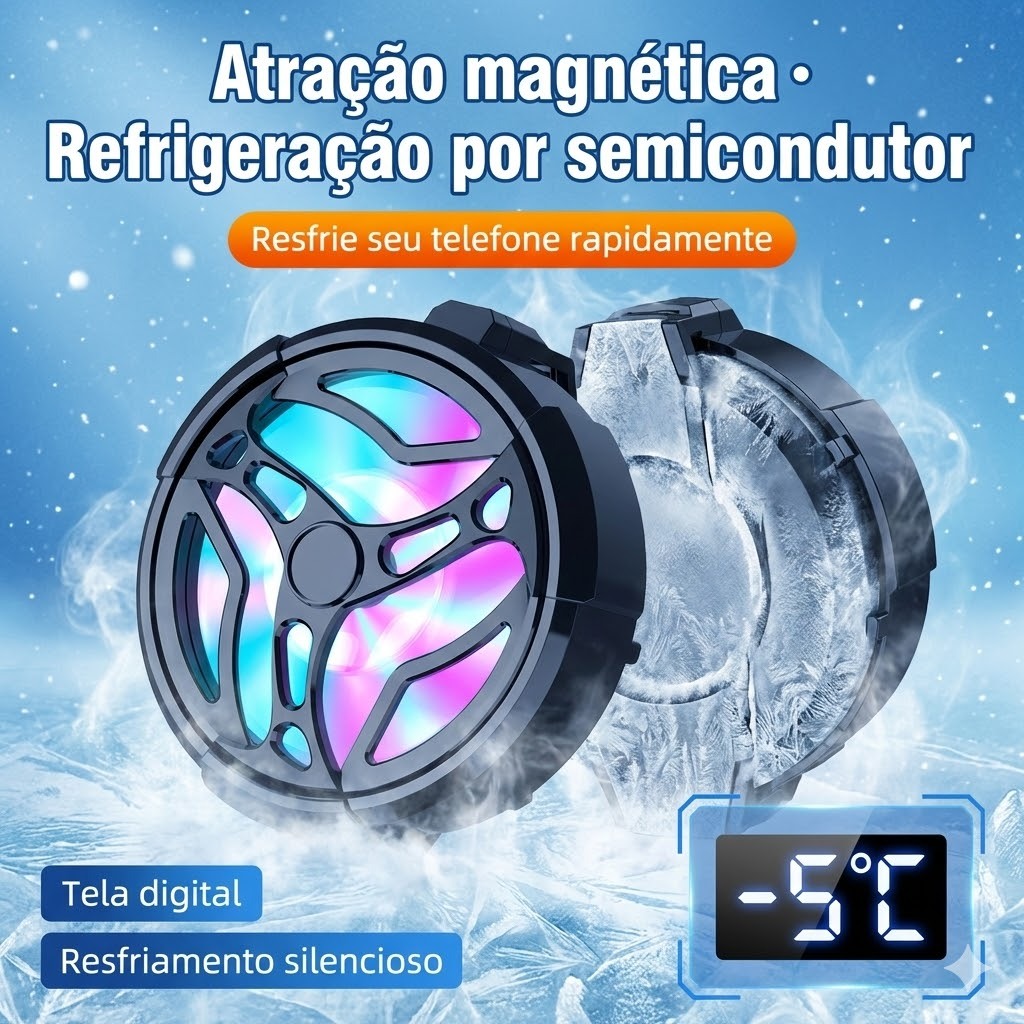 AL 01 Cooler para Celular 2em1 Magnetico e Clip Congela RGB Turbo Forte Portatil Gamer