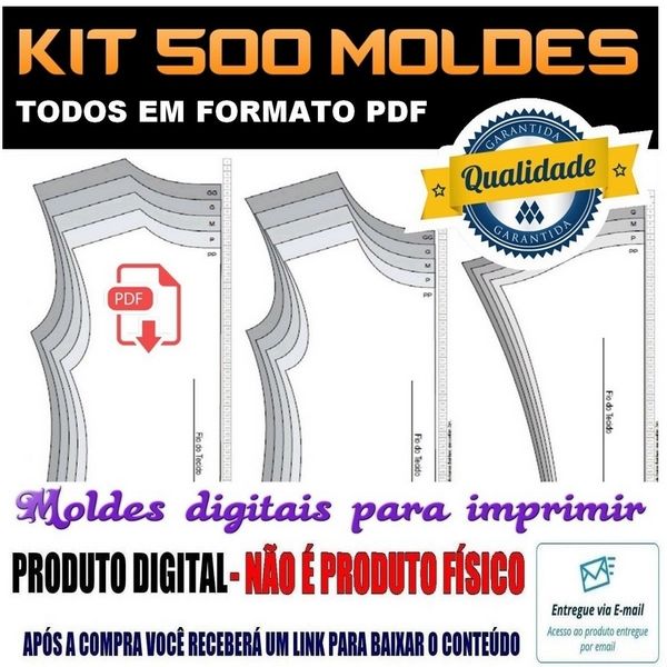 Kit com 500 Moldes Digitais em PDF de Roupas para Imprimir
