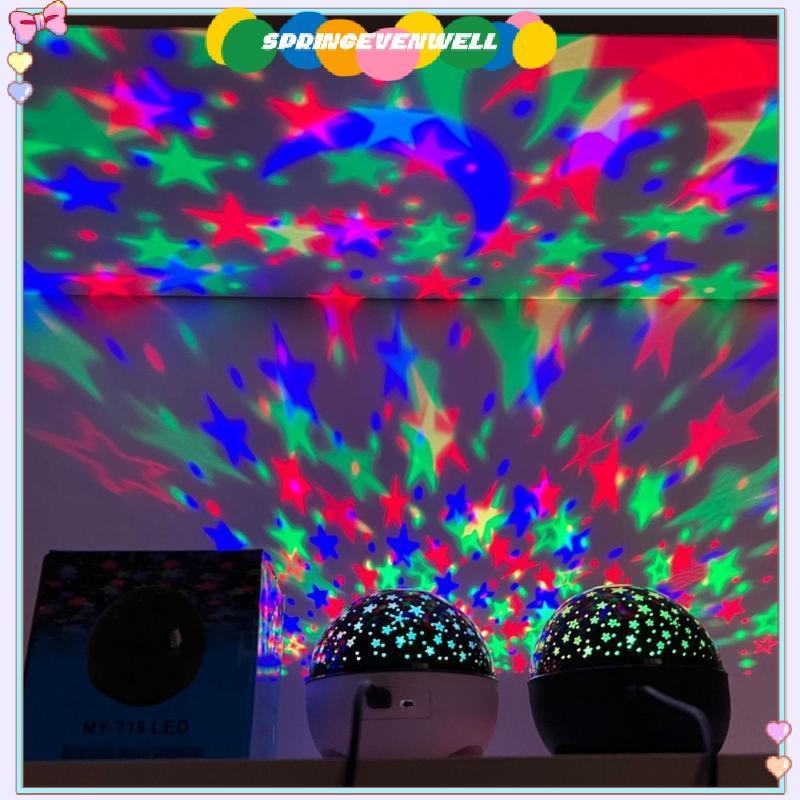 [springevenwell] LED Galaxy Starry Sky Moon Projetor Night Light Auto RGB Mudança De Cor USB Alimentado Para Quarto Pres