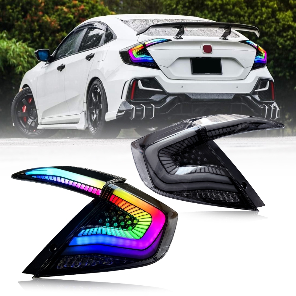 2018 to 2021 Honda Civic Taillights 10th generation，Modificado RGB Starry Sky Edition colorido LED Luz corrente no dia