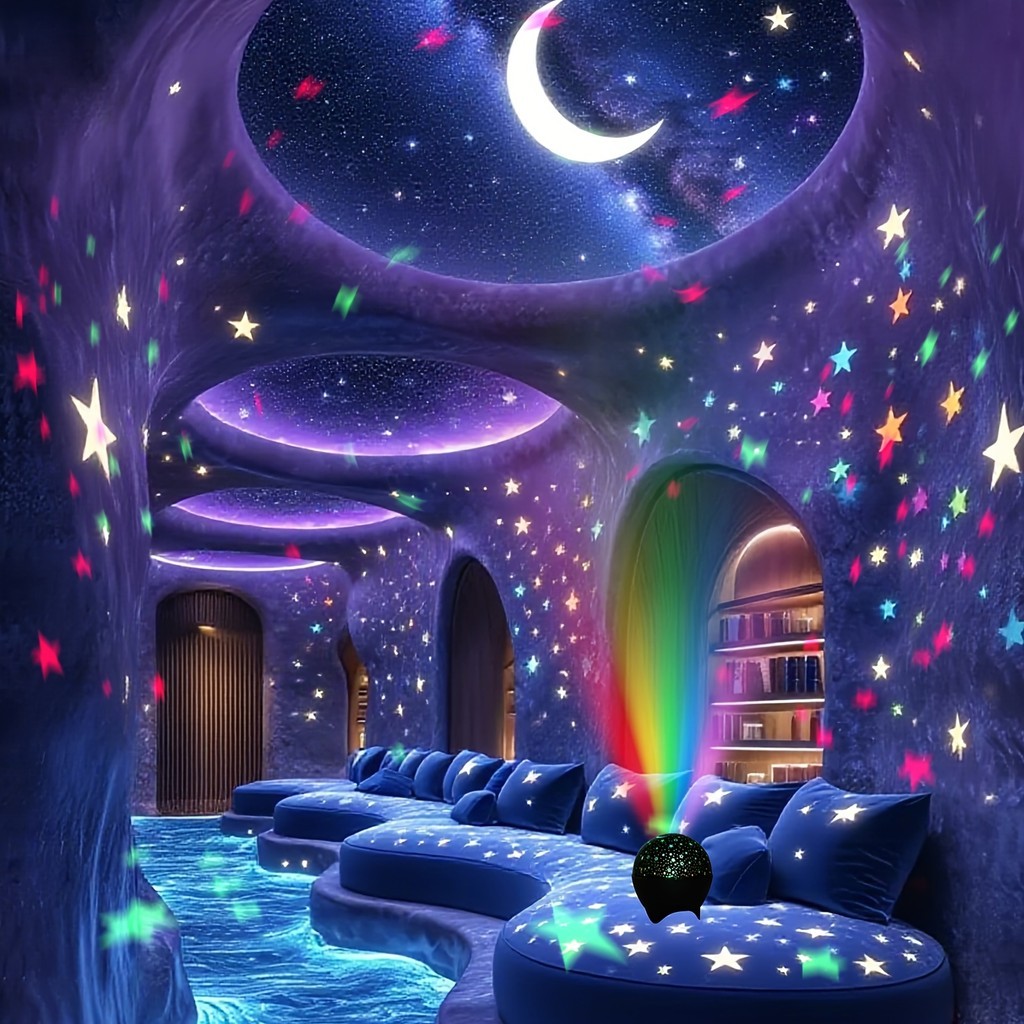 Luz noturna do projetor, projeção RGB Starry Sky Moon, com controle de voz e função de mudança de cor, luz ambiente Plug