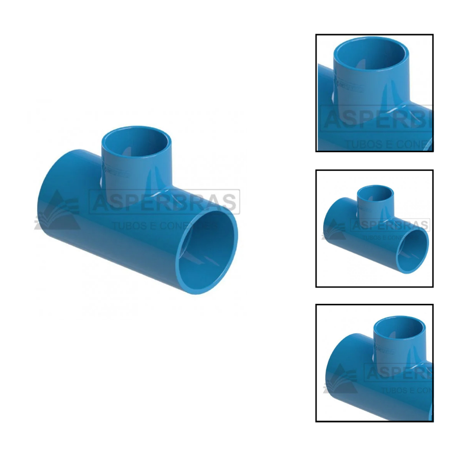 Te Triplo Soldavel Pvc 75 x 50mm Azul Asperbras