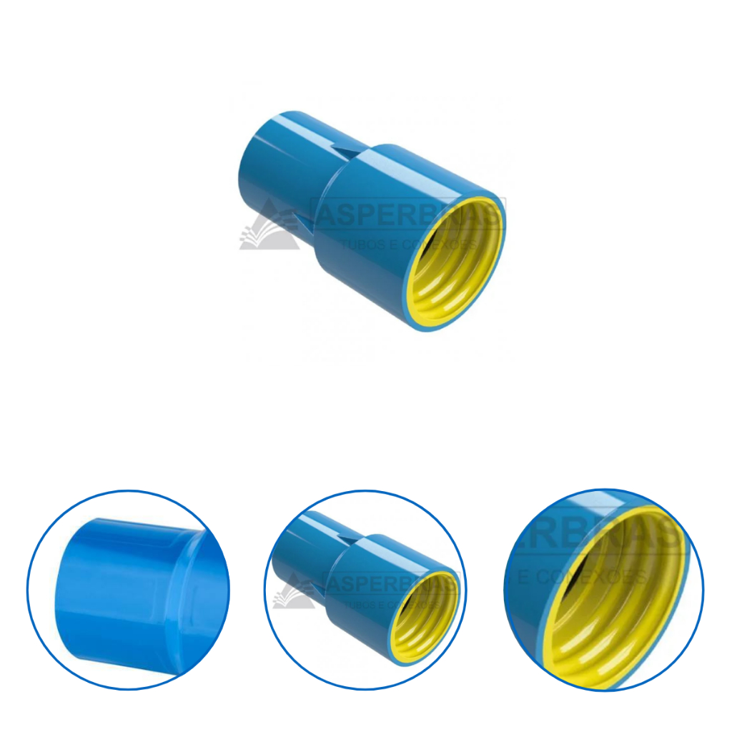 Ponta Femea Engate Rosca Roscável Emenda Irrigação 50mm Pvc Azul Pn80