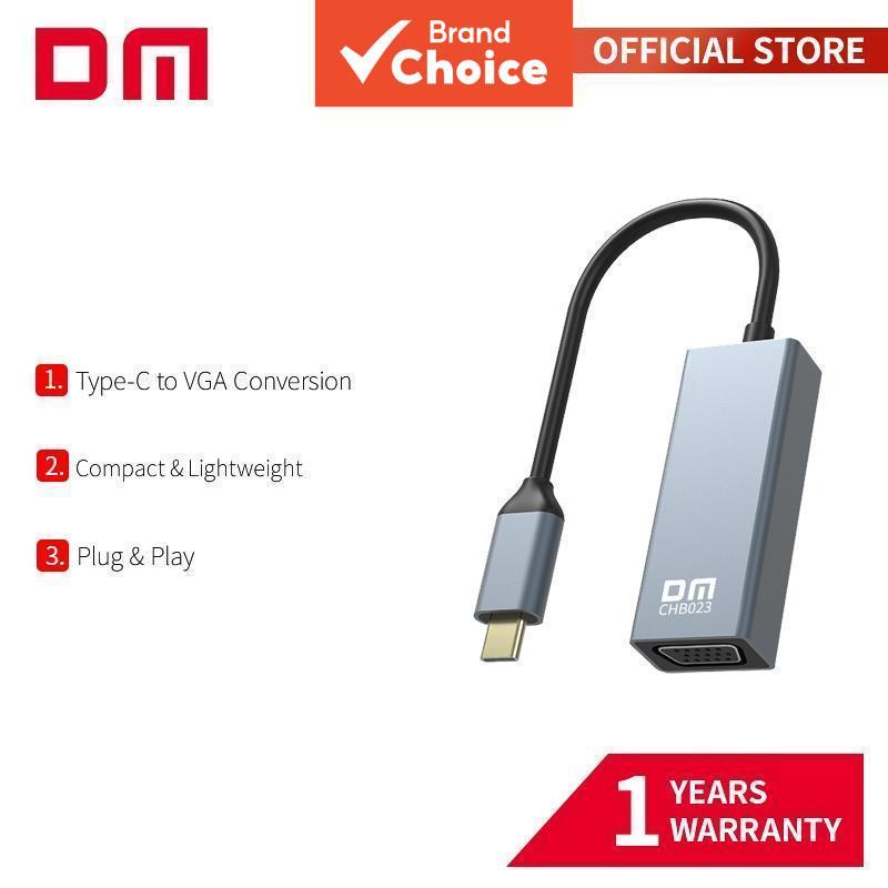 Conversor de vídeo DM CHB023 USB-C para VGA, carcaça em liga, plug & play para laptop, PC, monitor e projetor