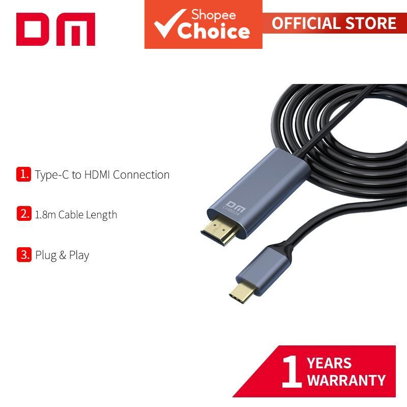 Cabo conversor DM CHB024 USB-C para HDMI 1,8 m, vídeo 4K, carcaça de liga, plug and play, para notebook, PC, monitor, TV