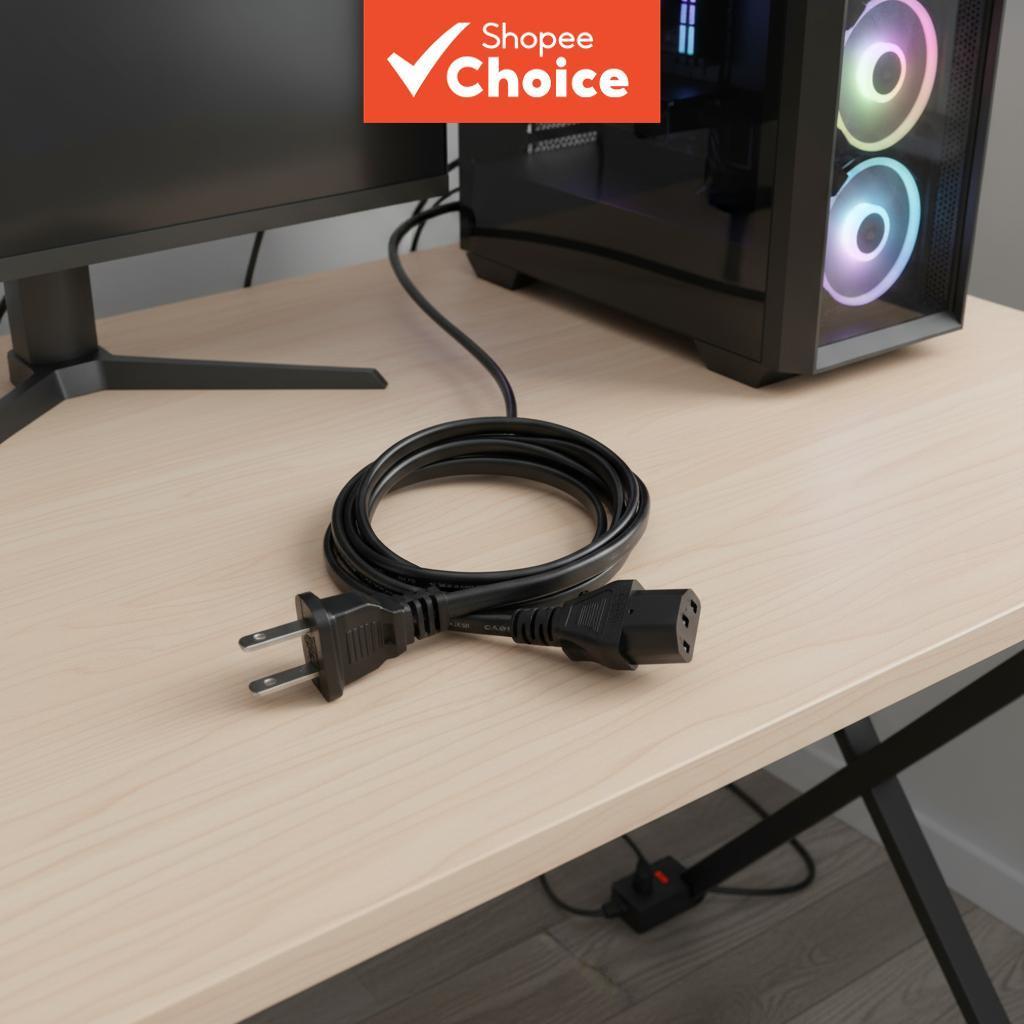 Cabo de Alimentação Ac de 2 Pinos para Cpu Monitor Adaptador de Plugue Us para Panela Elétrica Pc Computador UH2PV50