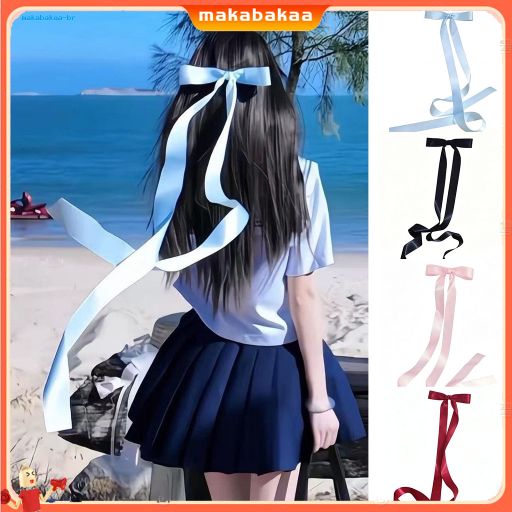 Matte Satin Ribbon Hair Clip for Women – Strong Elastic Band with Flowing Bow Perfect for Travel Photography Wear and