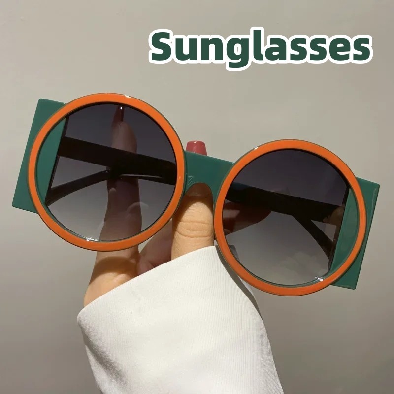Neutral round sunglasses, fashionable retro two tone sunglasses, travel, street photography, parties, beaches
