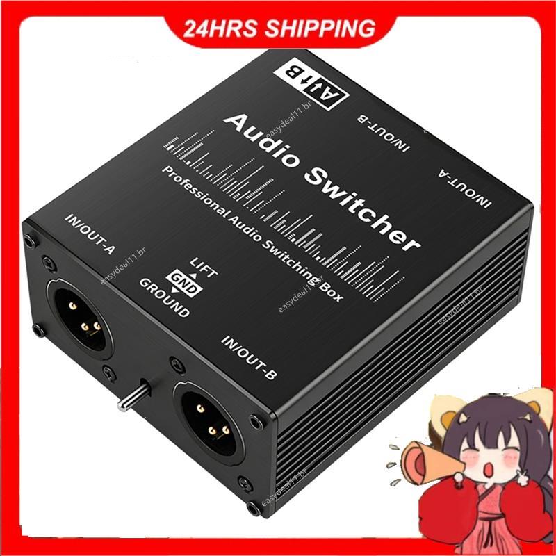 Novo Para Microfone Placa De Som Mixer XLR Fonte De Áudio Balanceada Switcher Caixa 2 Em 1 Saída Passiva