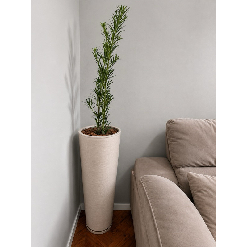 Vaso para plantas decorativo grande coluna Ibiza linha texturizada 71cm