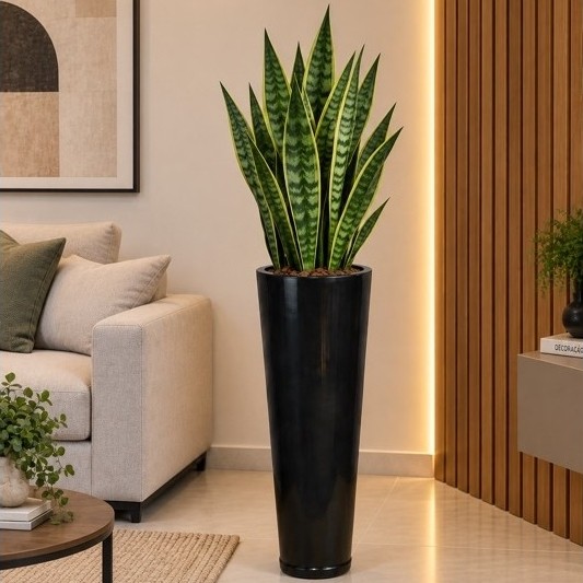 Vaso Grande para Plantas 71cm Coluna Ibiza Polietileno Decorativo Sala Jardim Premium