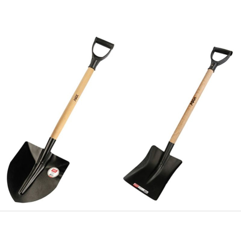 Kit Pá De Bico + Pá Quadrada Cabo Madeira 71cm Ferramenta Para Obra Jardinagem E Agricultura