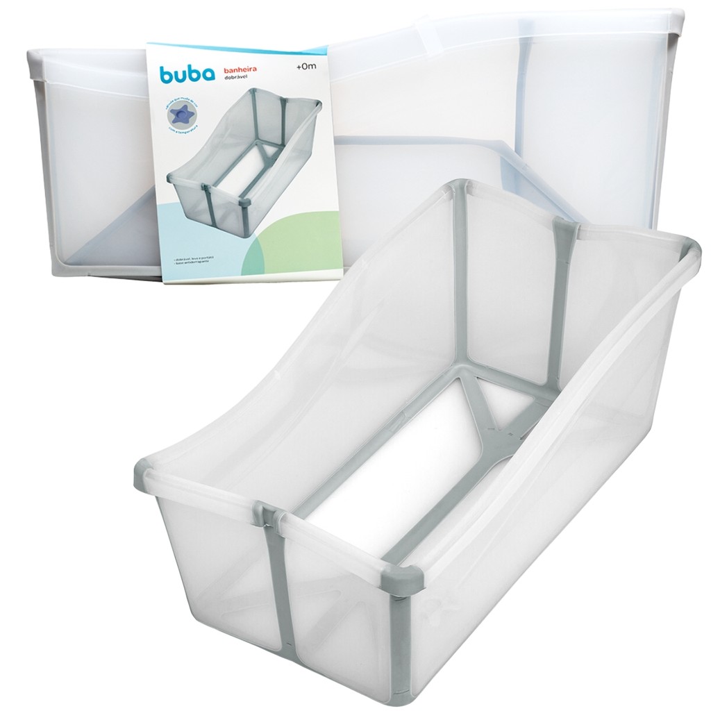Banheira Dobrável Compacta Cinza 30 Litros 71cm 19575 Buba