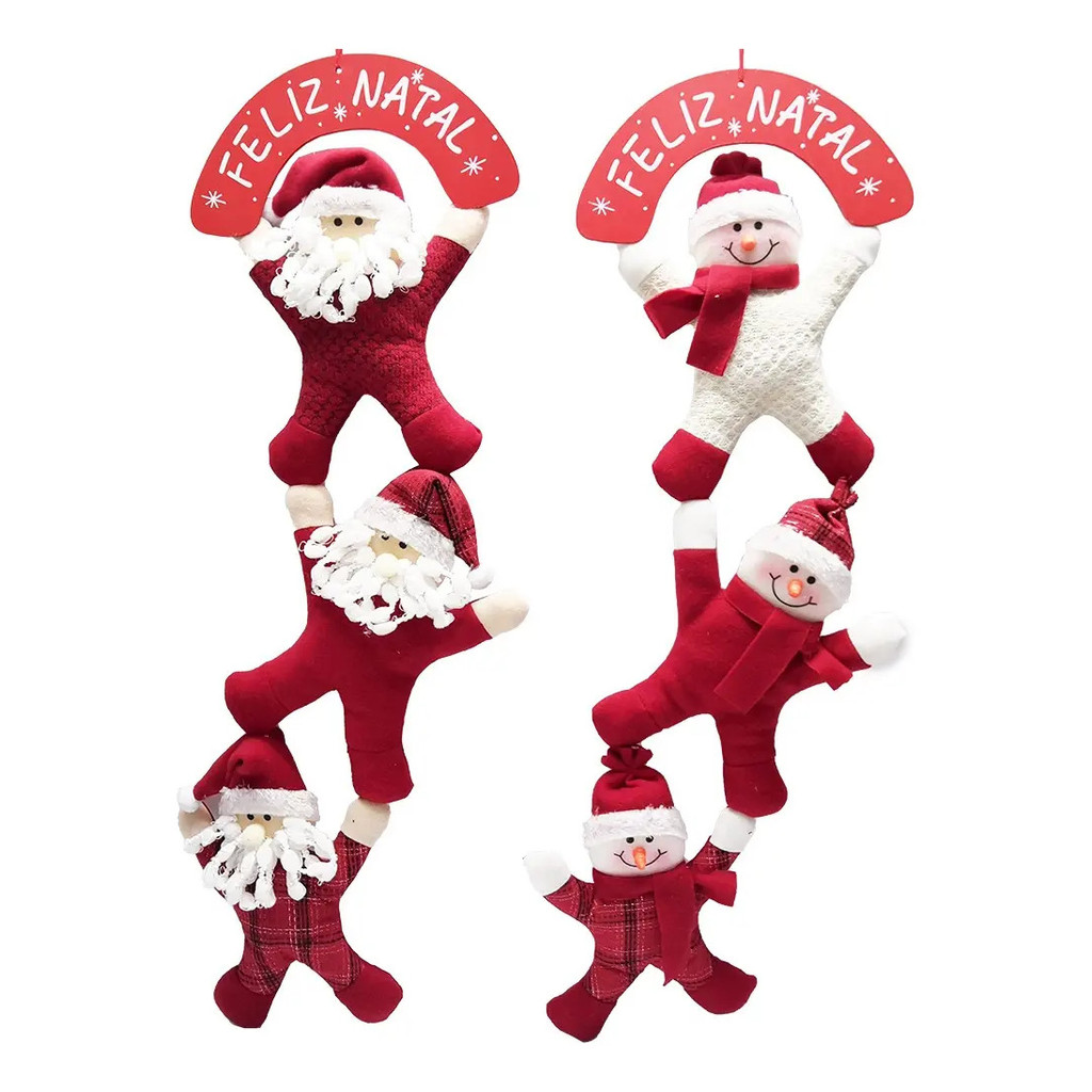 Enfeite Natalino 3 Papai Noel De Pendurar Com Palca 71cm - Cor: Boneco de neve