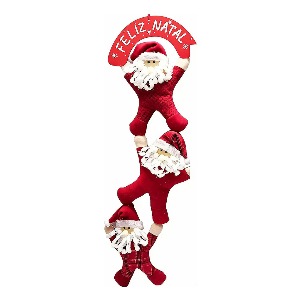 Enfeite Natalino 3 Papai Noel De Pendurar Com Palca 71cm - Cor: Papai Boel