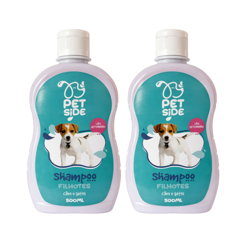 Shampoo para Filhote de Cachorro Gatos 500ml - Kit com 2 Petside Banho Petshop