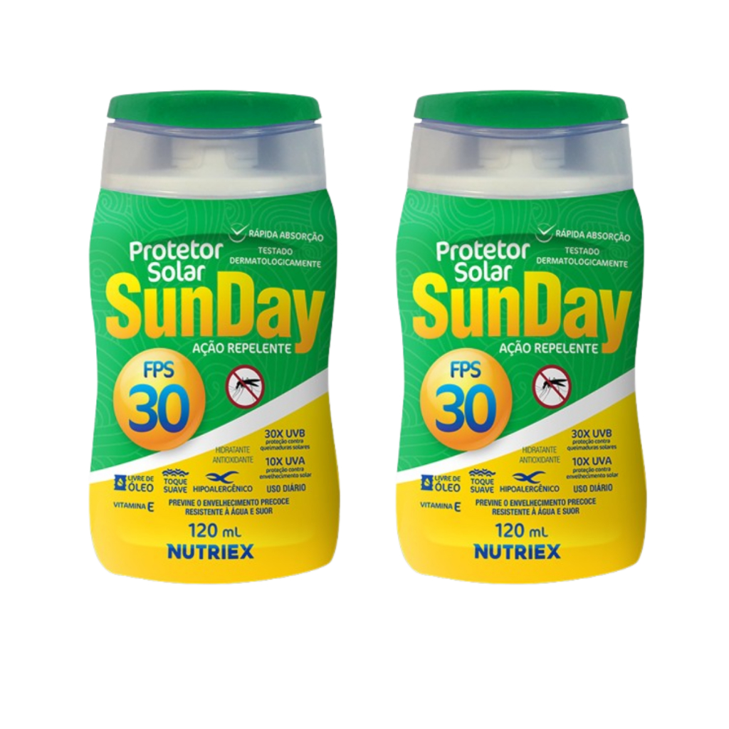 Kit 2 Protetor Solar Proteção Ação Repelente Fator Fps 30 120 Ml Nutriex