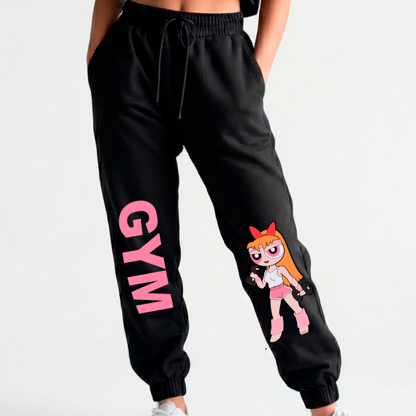 Calça Moletom Jogger Unissex Casual Esportiva Treino FofoGirl Power Gym Poderosas Meninas Academia