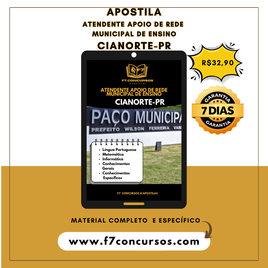 Apostila ATENDENTE DE APOIO DE REDE MUNICIPAL DE ENSINO Cianorte - PR