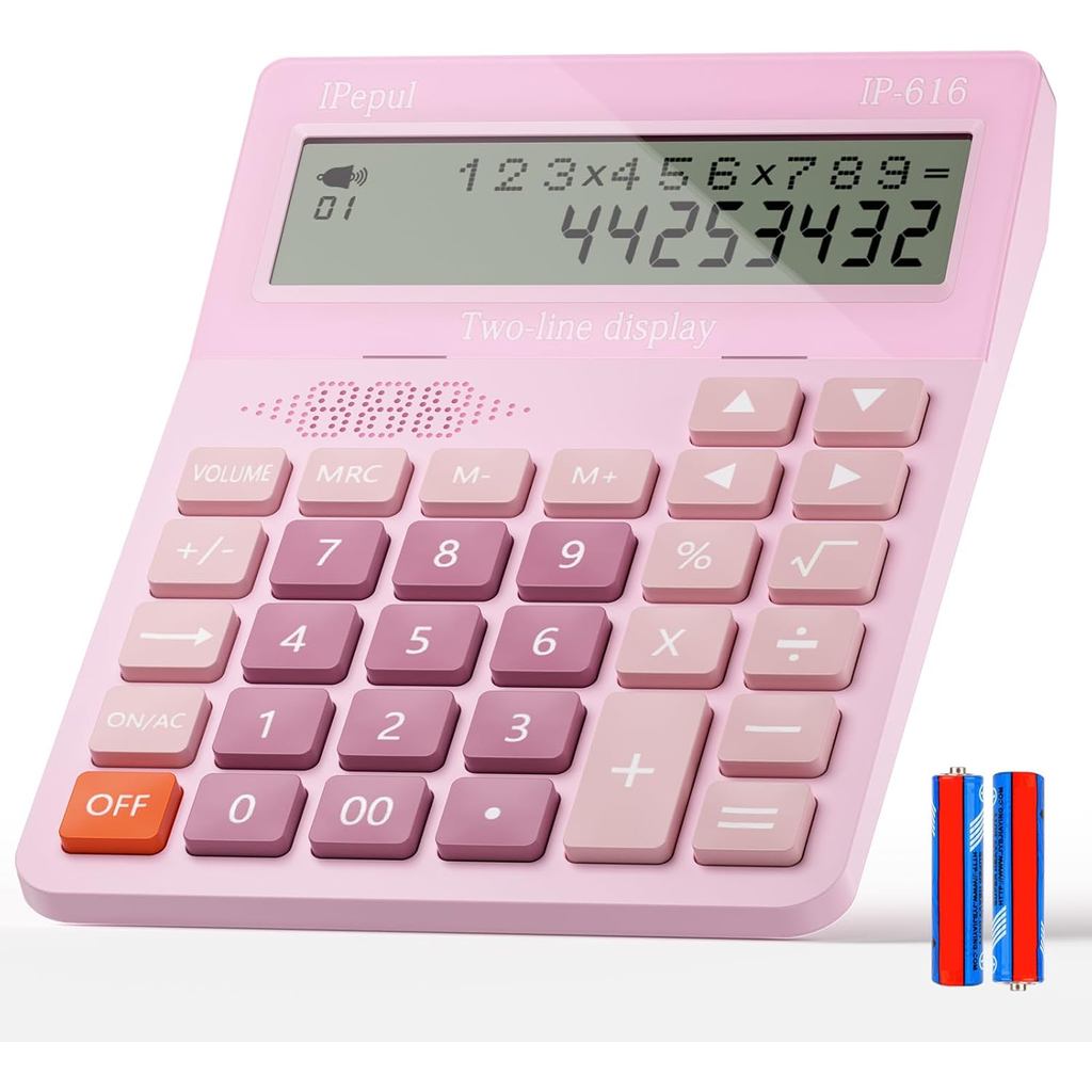 Calculators Desktop, Desk Calculator with Large 2 Line Display, Talking Basic Calculator with big Button & Adjustable Vo