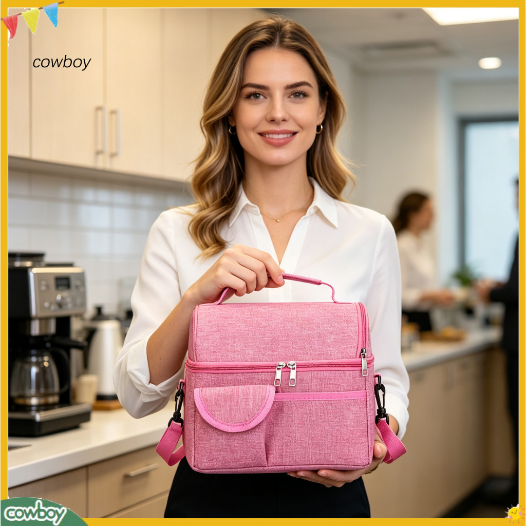 Insulated Lunch Bag with Adjustable Shoulder Strap Capacity Double-layer Waterproof Oxford Cooler Tote for Work Picnic T