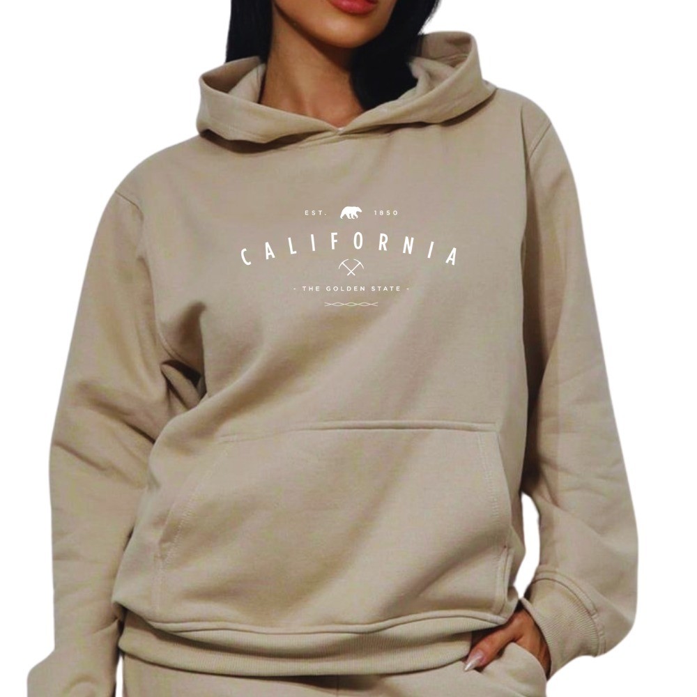 Blusa Moletom Canguru Estampado California Golden State Unissex Com Bolso Capuz Flanelado Premium
