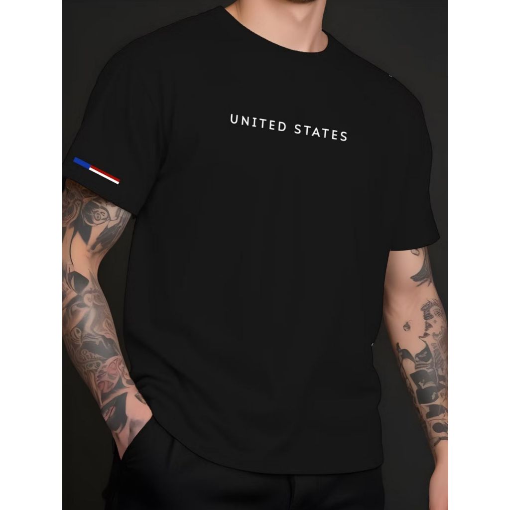 Camiseta Manfinity UNITED STATES Urban Camisa Plus Size Street Wear Masculina 100% Algodão