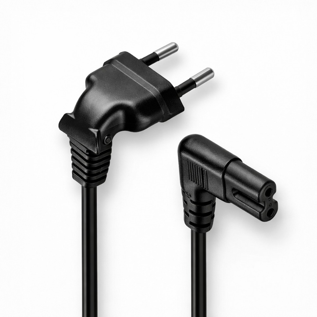 Cabo Força C7 Tipo 8 1,5m 2,5A 90° Bivolt Notebook TV Monitor Videogame Padrão Brasil