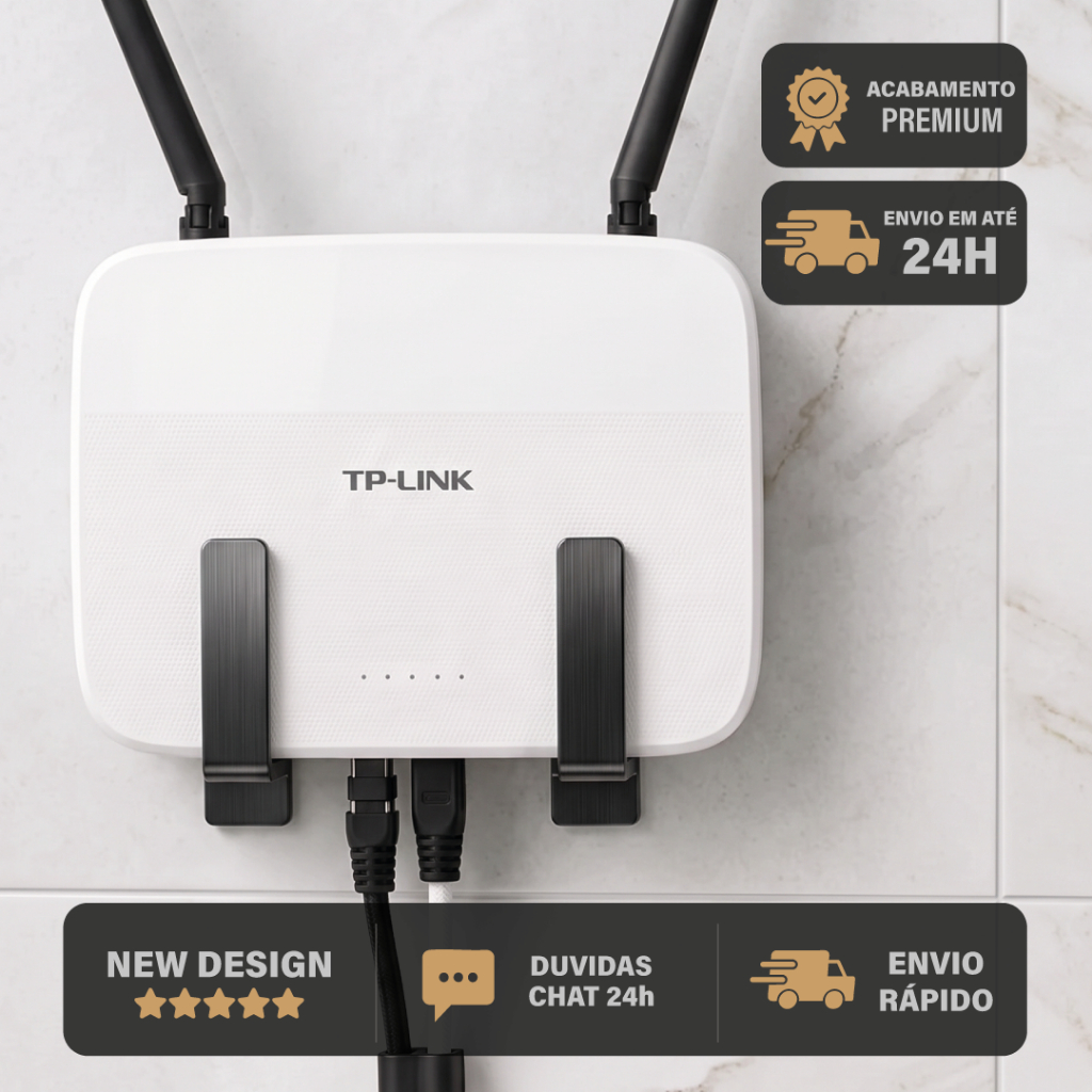 Suporte Roteador Parede Sem Furo Fita 3M Organizador WiFi Universal em Duas Cores