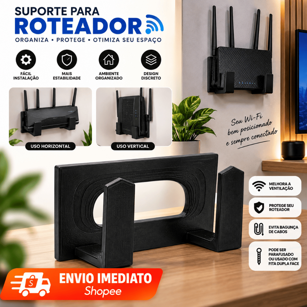 Suporte Organizador De Roteador E Modem De Parede Universal Wifi