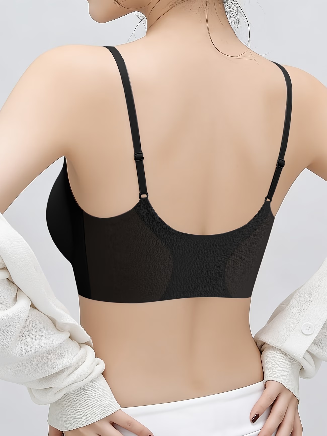 Sutiã Ultrafino E Sem Costura Para Mulheres – Jelly Glue Push-Up Wireless , Almofadas Fixas Alças Ajustáveis