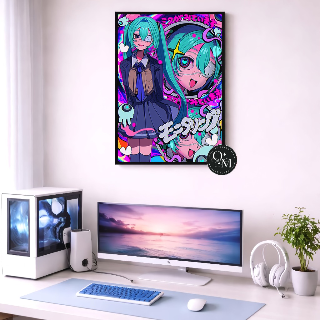 Quadro Decorativo Parede Casa Quarto Vocaloid Hatsune Miku Monitoring Varios Tamanhos Modelos 1 Peça