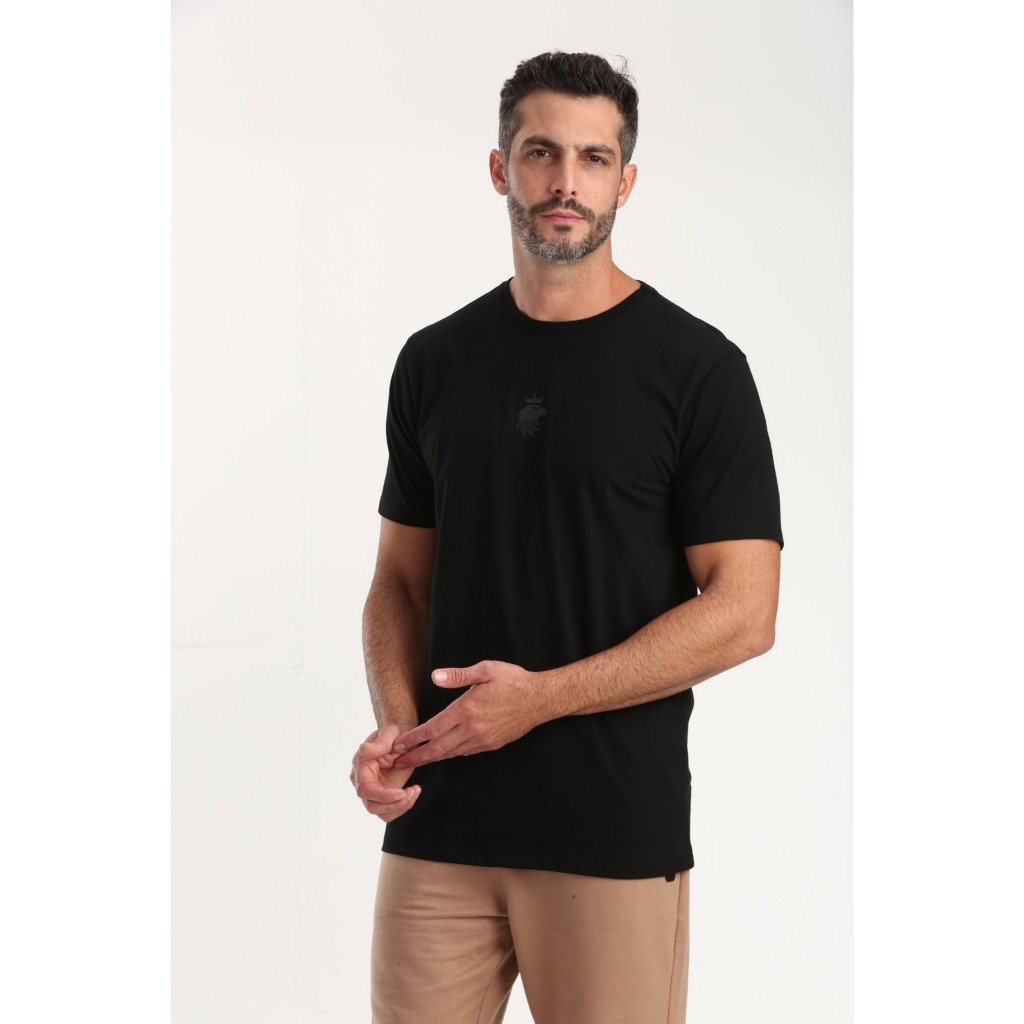 Camiseta Masculina Algodão Premium VON DER VOLKE Estampa Logo em Gel Alto Relevo Minimalista LION GRADIENT