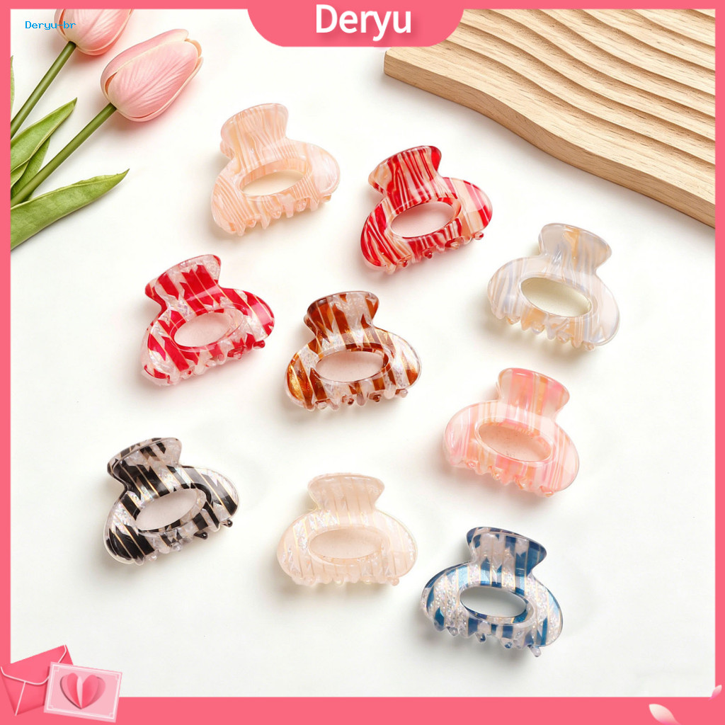 Striped Hair Claw Women Grip Clip Mini for – Hollow Print Strong Anti-slip Teeth Versatile Shower and Use Clamp Access