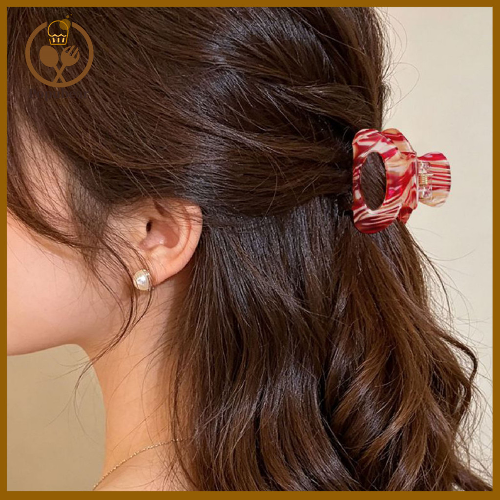 Multi-color Hair Claw Mini Clip for Women – Hollow Striped Print Strong Grip Anti-slip Teeth Versatile Shower and Dail